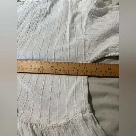 Madewell bubble sleeve peplum top metallic thread stripe size XS - Picture 13 of 14